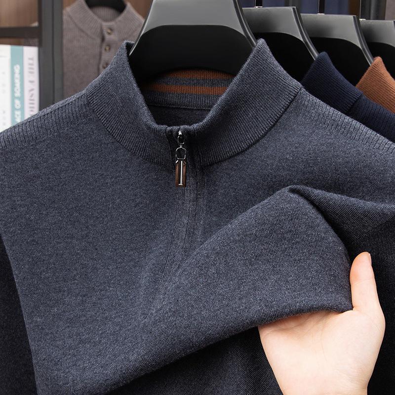 Puyuan 100% Wool Men's Half-Zip Sweater - Thick, Warm, Lightweight, and Luxurious Long-Sleeve Design