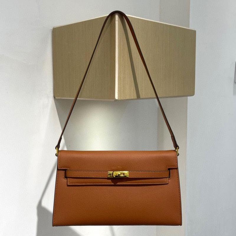 Nová jednobarevná podpažní taška z pravé kůže, Dámská taška přes rameno, Módní taška crossbody, Univerzální malá čtvercová taška pro ženy