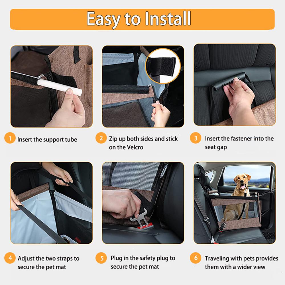 Detachable and Washable Car Pet Seat Cushion with Hanging Bag Dog Travel Pet Car Seat Cover Comfortable Travelling Experience