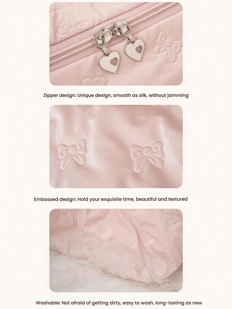 1PC New Bow Makeup Bag, Large-capacity Lipstick and Skincare Product Storage Bag, Business Trip and Travel Toiletry Bag