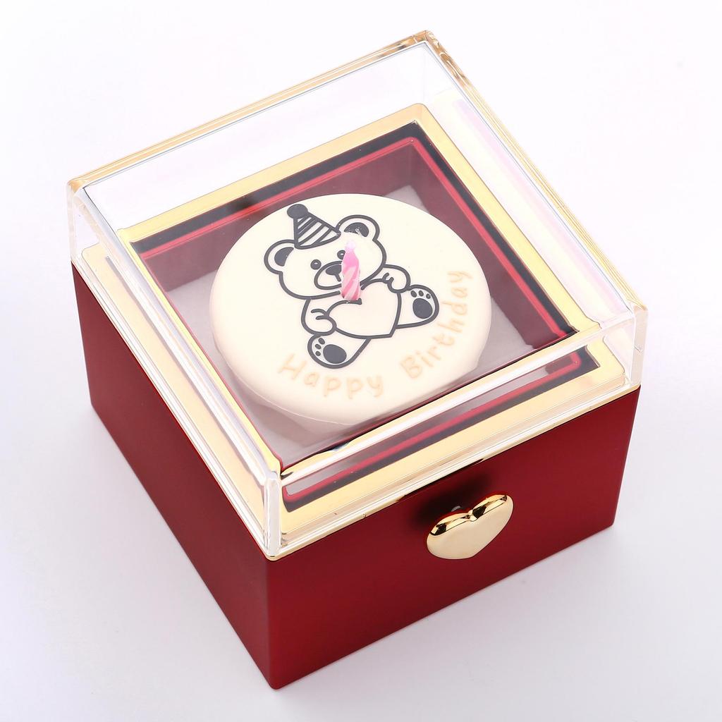 Valentine's Day Rotating Jewelry Box: Surprise Teddy Bear Cake with Rose and Instant Change Ring Holder