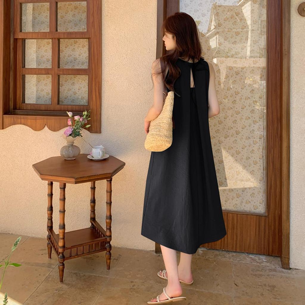 Augseed Sleeveless Plus Maternity Korean Fits Short and Loose Spring Wear Women's Spring/Summer Dress, Long, Elegant, A-Line, Sizes, Formal, Casual,