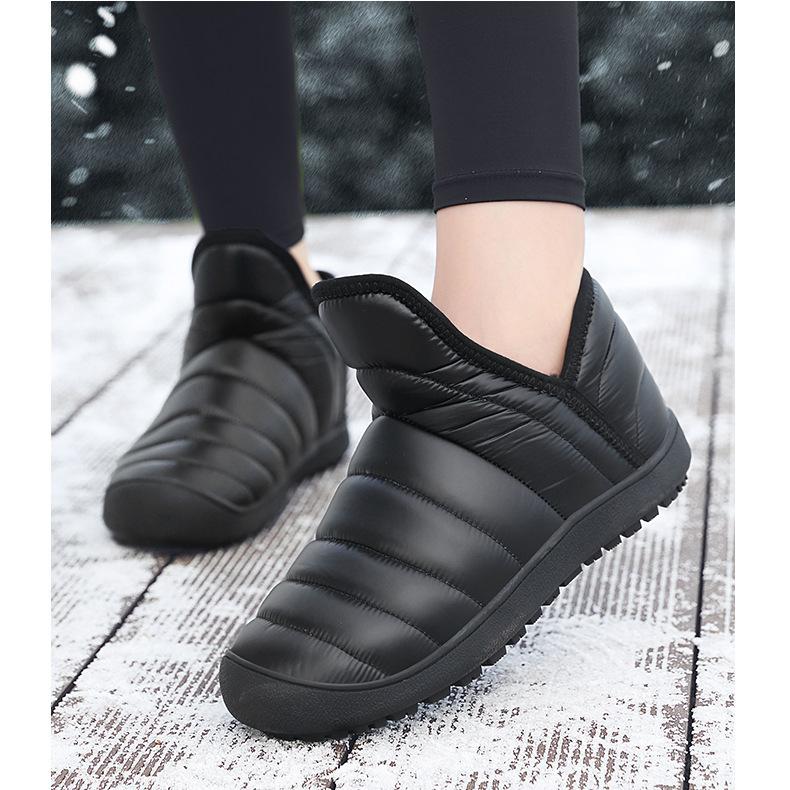 Botas de nieve de terciopelo para mujer, zapatos informales de lona, cálidos, impermeables, de algodón, de caña alta, gruesos, antideslizantes, para invierno