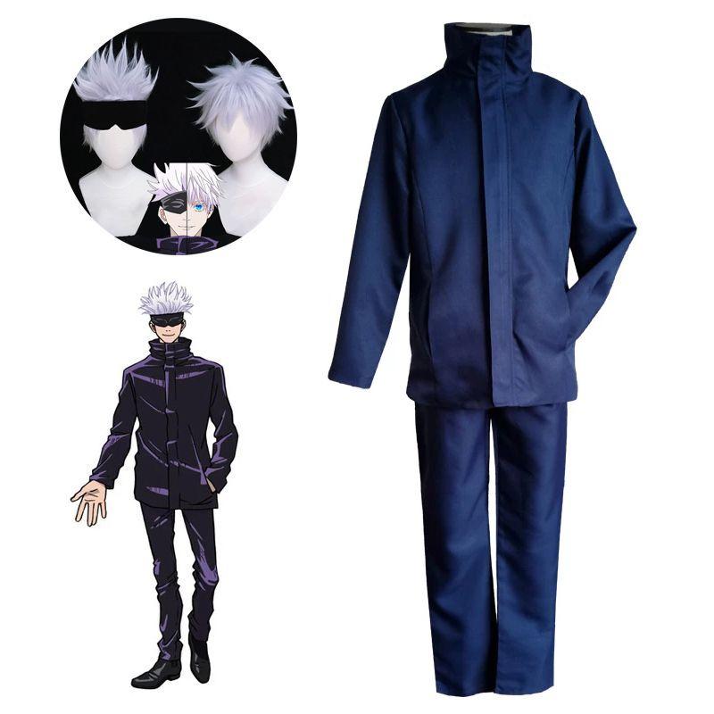 Gojo Jujutsu Kaisen Satoru Cosplay Costume Wig Men School Uniform Outfit Suit