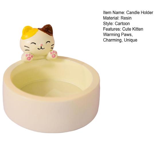Cat Candle Holder Cute Kitten Warming Paws Tea Light Holder Resin Cartoon Cat Candlestick Ornament Gifts for Cat Lovers Girl