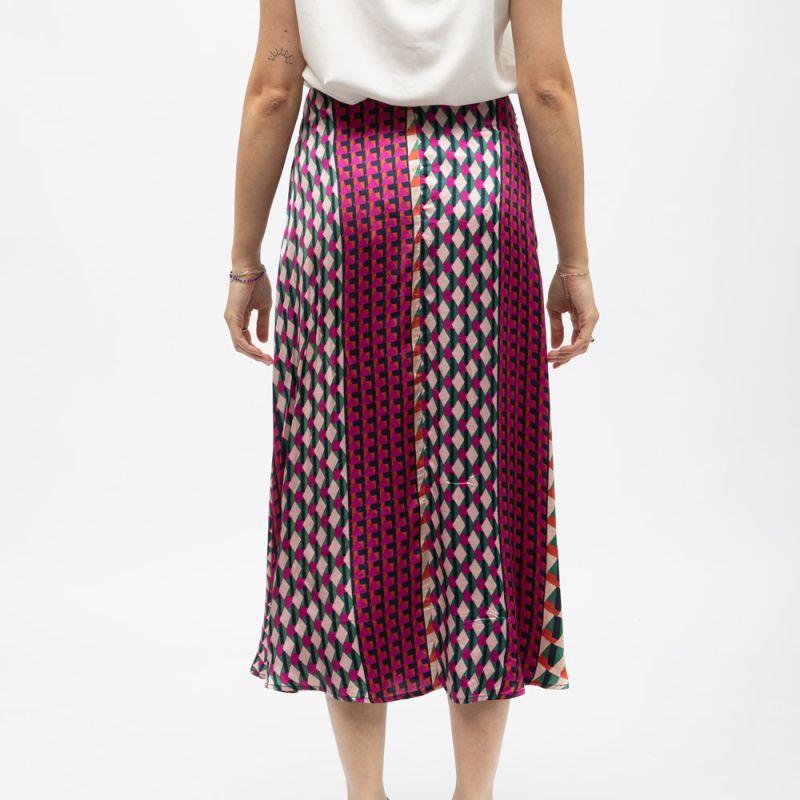 Jupe mi longue effet satiné à motifs geométriques jenny Femme LA PETITE ETOILE