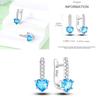 Sparkling Blue Zircon Hoop Earrings Pave U Shape Star Devil Eyes Circle S925 Drop Earring Fit Original Party Jewelry