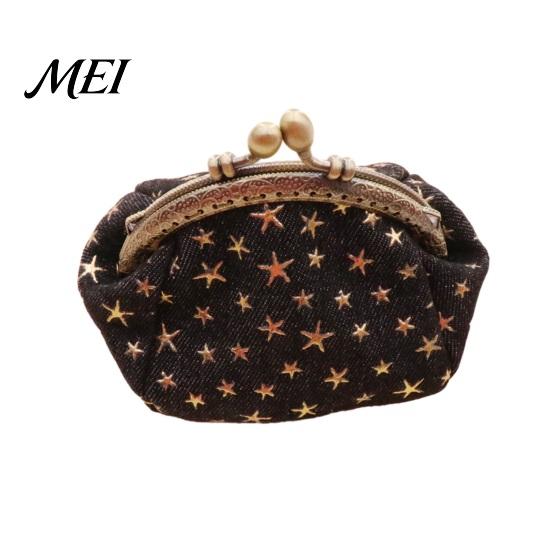 Women Wallet Five-Pointed Star Coin Purse, Mini Kiss-Lock Change Ladies Vintage Denim Trinket Pouch for Small Money Bag чёрный