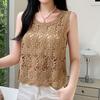 Chaleco de ganchillo de punto hueco para el verano de mujer con nuevo top de tirantes suelto bohemio sin mangas