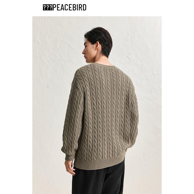 Peacebird Men's Textured Knit Round Neck Pullover Sweater