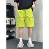 Fashion Streetwear-inspired Cargo Shorts, Bright Green Relaxed Fit Shorts, Breathable Shorts for Urban Styling & Warm Weather