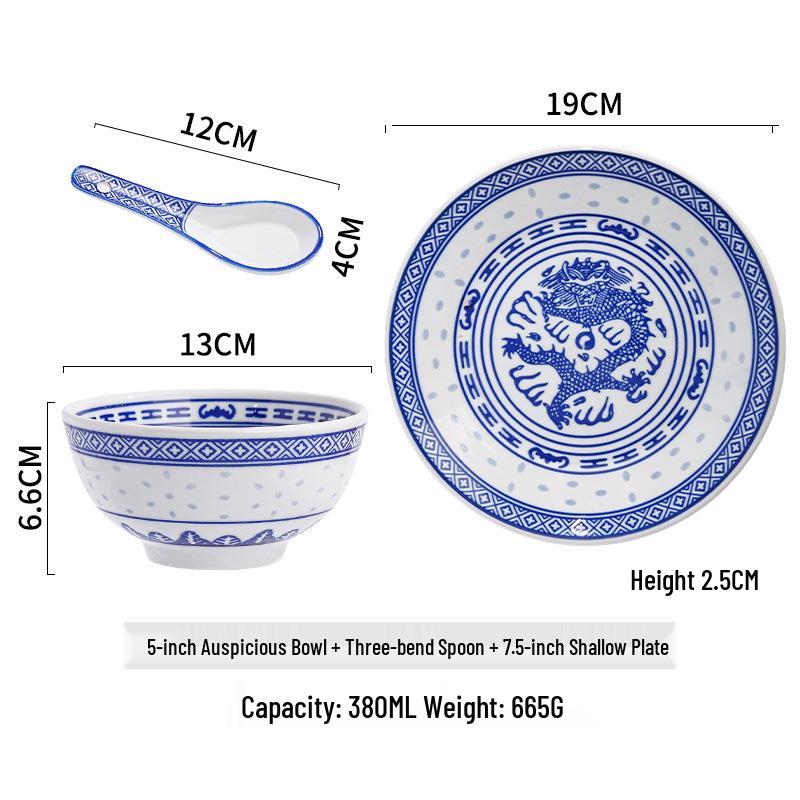 Exquisite Blue and White Retro Porcelain Bowl Set for Hotel and Home Use