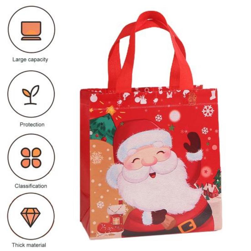Bags Reusable Santa Claus Snowman Patterns Tote Bags for Festive Party Decoration