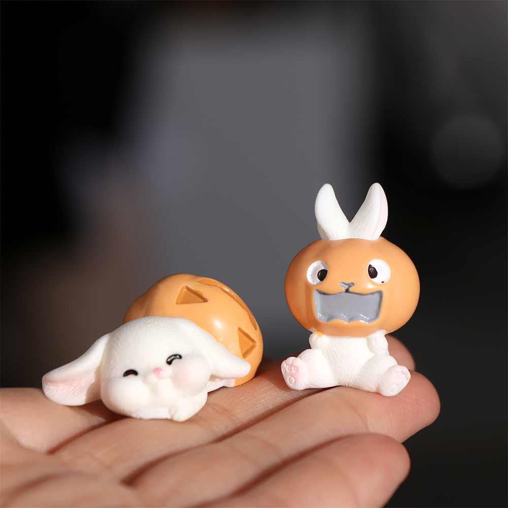 Rabbit Halloween Decorations Figurine Cartoon Rabbit Ghost Micro Ornaments  Halloween Decorations
