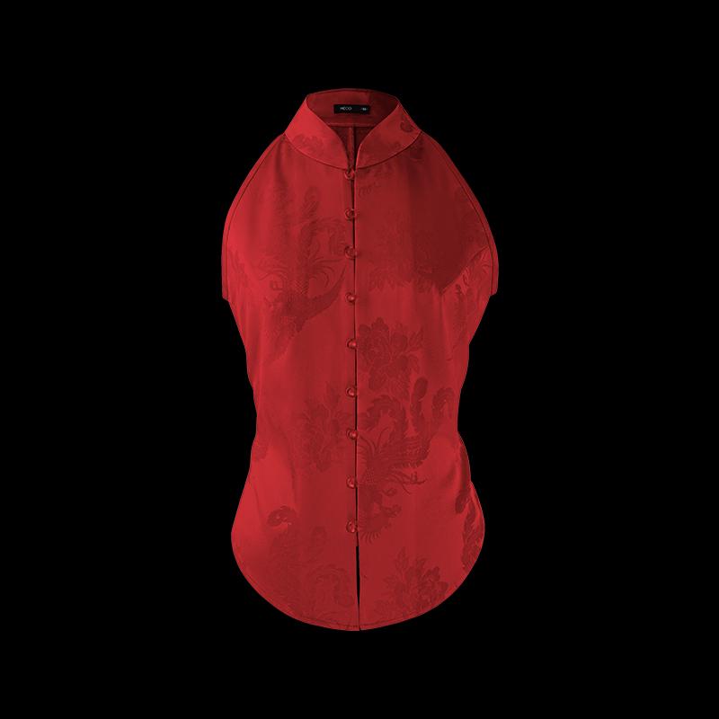 HECO New Chinese Style Phoenix Dance Acetate Halterneck Vest T-Shirt