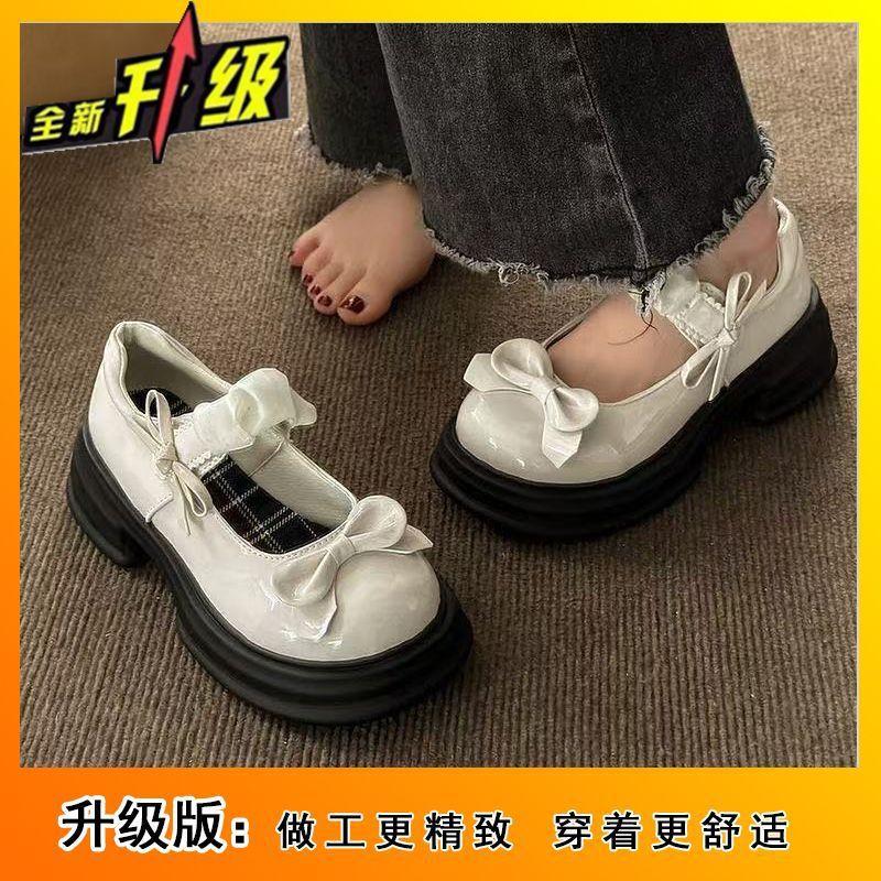 Thick-soled shallow-mouth Mary Jane single shoes 2025 spring and summer new fashion versatile Japanese college style thick-heeled small leather shoes