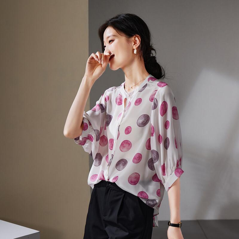 SOFSIL Women s Silk Polka Dot Print Blouse L
