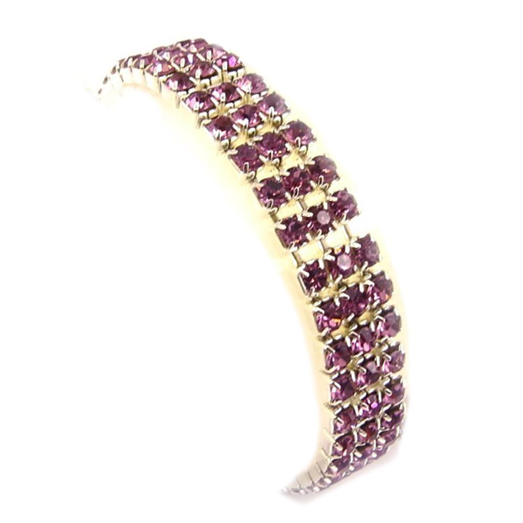 Les Trésors De Lily [R8206] - Purple 'Sissi' Elastic Rhinestone Bracelet - 10 Mm