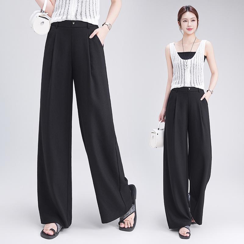 Curved Knife High-Waisted Wide-Leg Pants for Women - Spring/Autumn 2026 Casual Loose Drape Style