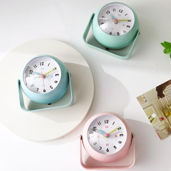 Rotatable Analog Alarm Clock with Night Light Non-Ticking Silent Battery Operated Bedroom Digital Desk Clock Children Students Birthday Gift