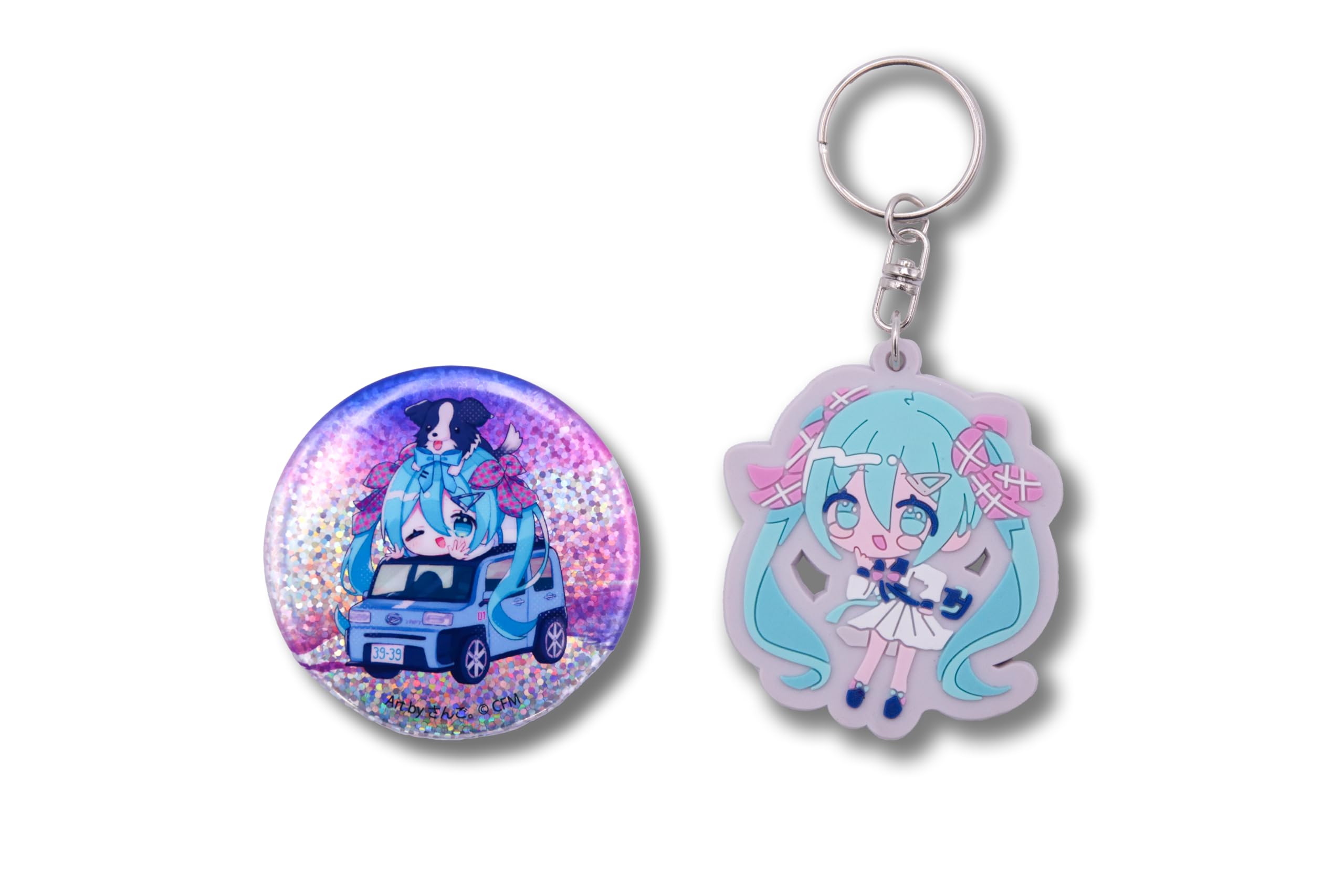 

[Daihatsu] Hatsune Miku Rubber Keychain & Can Badge (MikuTAFT Mini Character ver.)
