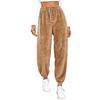 Women's Fashionable Relaxed-Fit Trousers Sporty Fleece-Lined Solid-Colour Cuffed Trousers