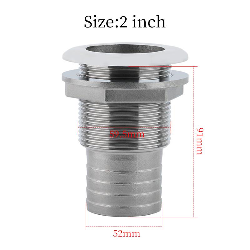 2inch Marine Hardware Boat Accessories Thru Hull Fitting Hose 316 Stainless Steel Full Half Thru Hull with Hose Half 2 inch