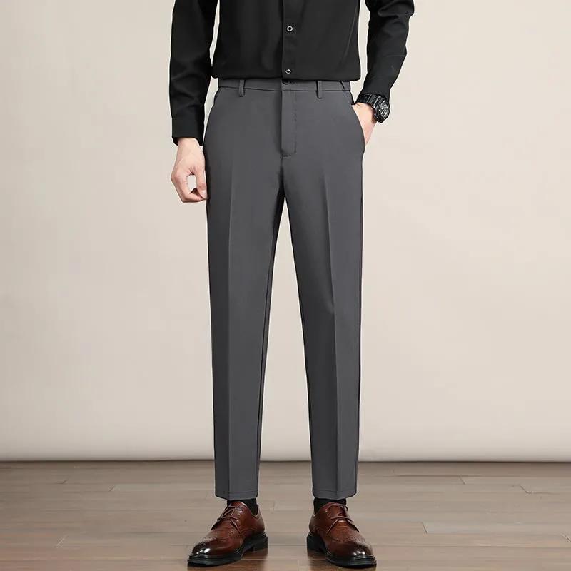 Men's Spring Straight Slim Casual Pants Youth Solid Colour Simple Professional Pants