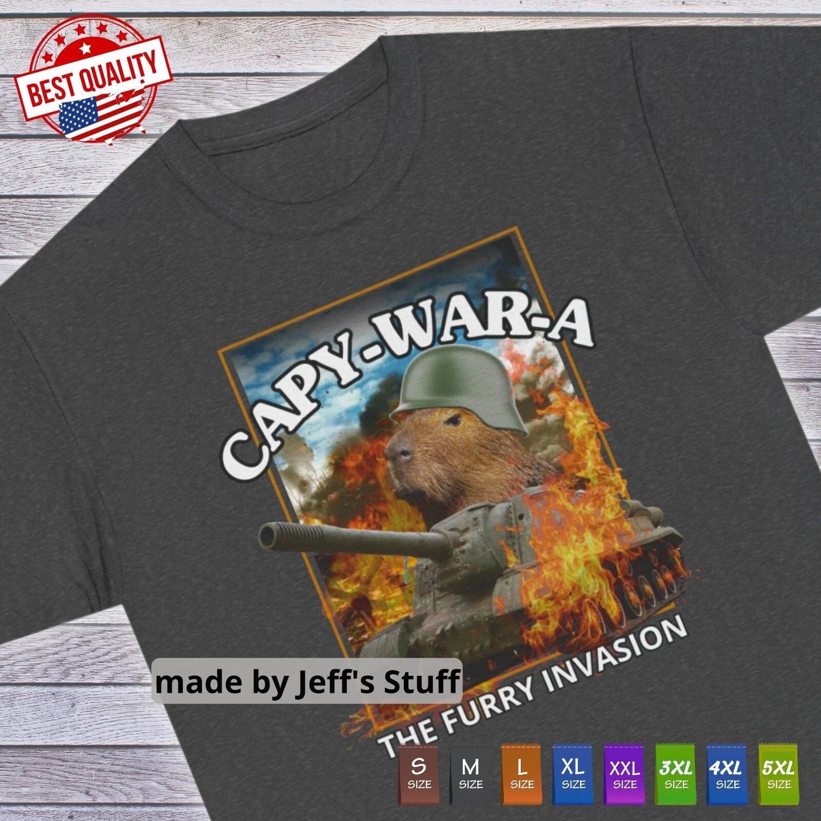 

The Furry Invasion Funny Capybara T-Shirt, Humor Tee Gift for Men or Women S