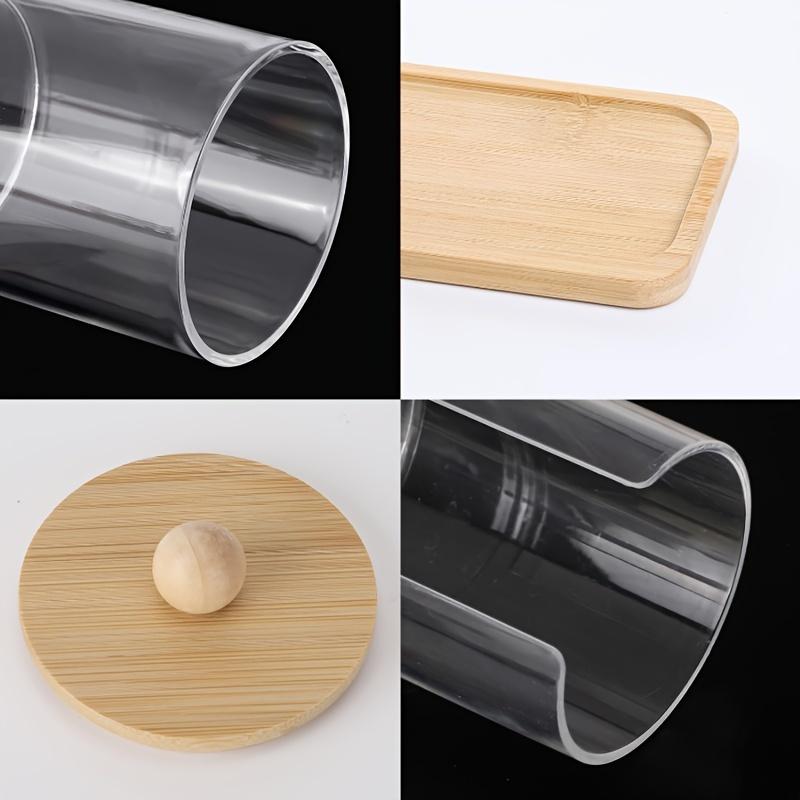 10 Oz Qtip Holder with Vanity Tray, 3 Pack Cotton Swab/Ball/Pad Dispenser Apothecary Jar, Clear Bathroom Containers Dispenser Fo