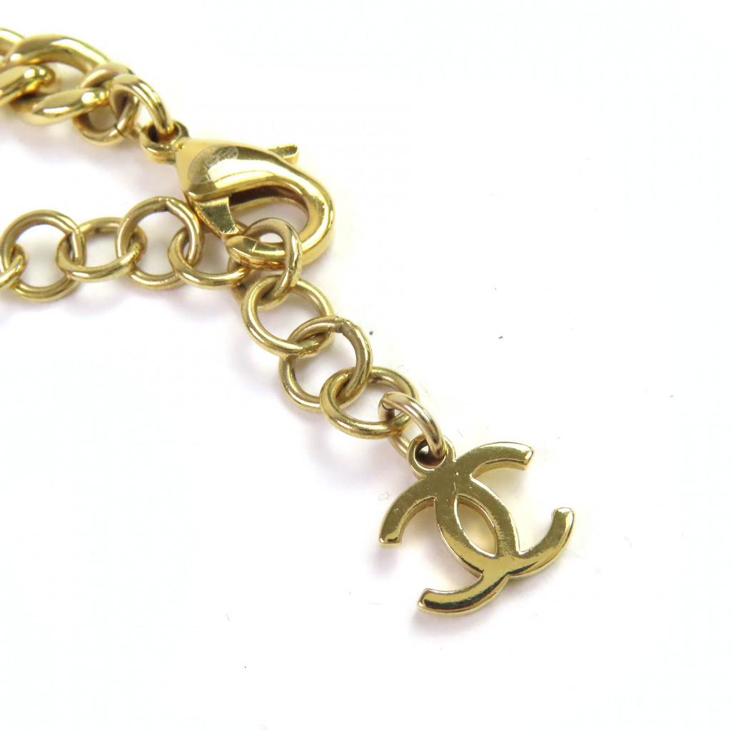 Chanel Necklace COCO Mark Star Lame Pearl Choker Gold White Women C24C Used