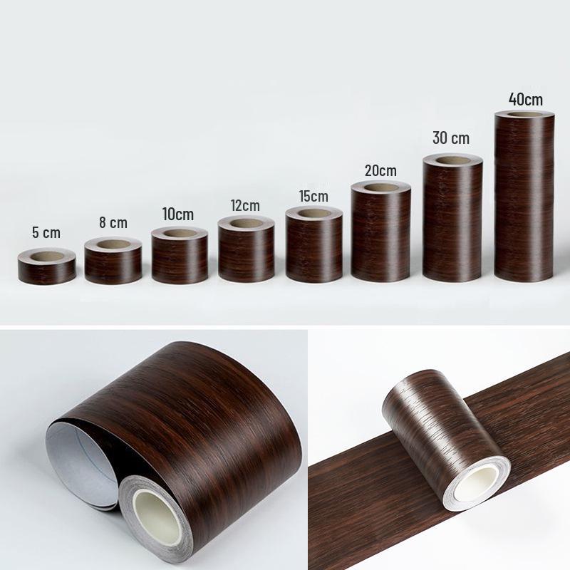 Wood Grain Self-Adhesive Veneer: 10m Decorative Strip for Covering Blemishes and Holes On Floors, Doors, and Furniture.