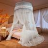 Round Canopy Mosquito Net Bed No-Drill Ceiling Hanging Floor-Standing Heavy-Duty Mesh Single Door Modern Minimalist Design