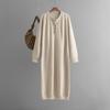 Women's Long Sleeve Button V Neck Oversized Dress Casual Loose Fit Waffle Knit Fall Midi Sweater Dress Trendy Outfits Solid Color Dress for Women