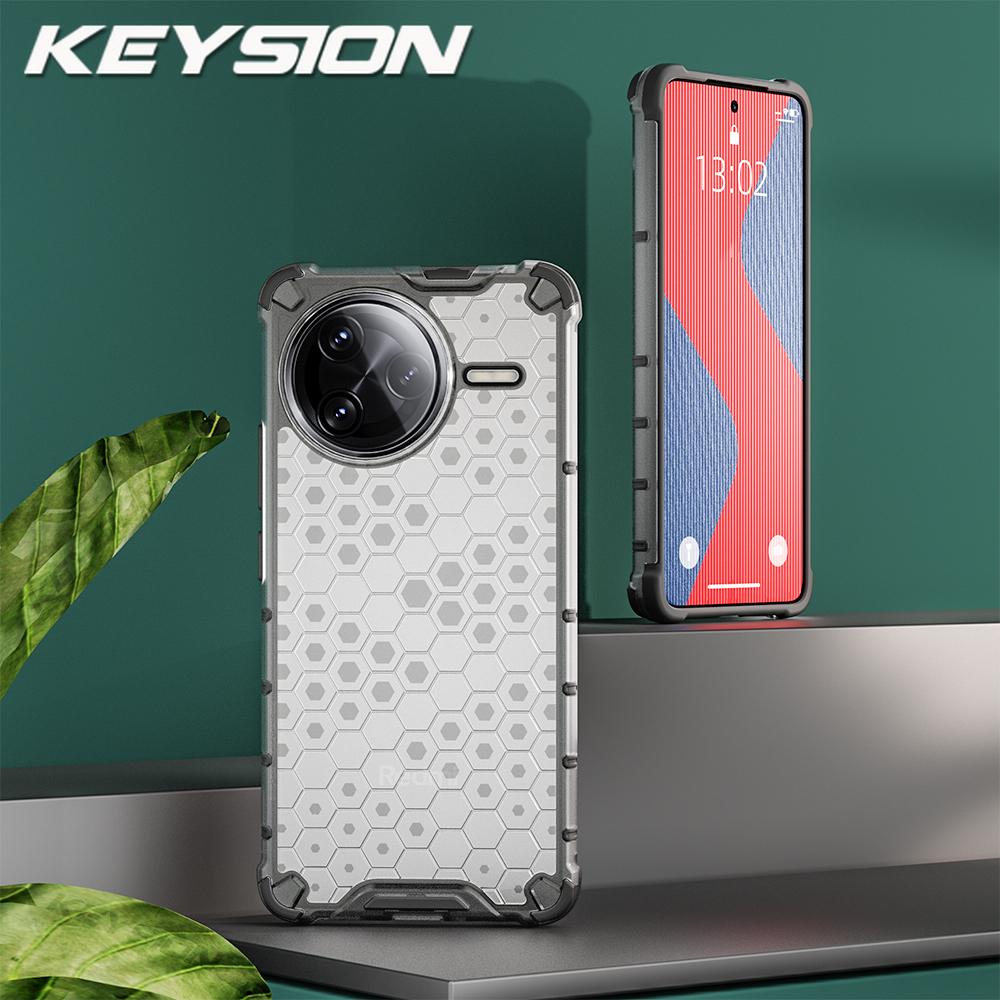 KEYSION Shockproof Armor Case for POCO F7 Pro F7 Ultra Silicone+PC Transparent Honeycomb Phone Cover for Xiaomi POCO F7 Ultra