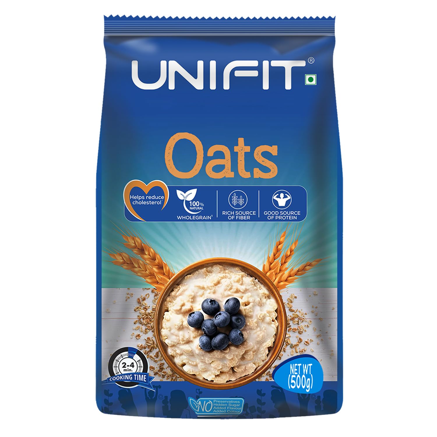 UNIFIT Oats 100% Natural Wholegrain | High Protein & Fibre | Diet Food | Oats for Weight Management & Reducing Cholesterol Rolled Oats 500g
