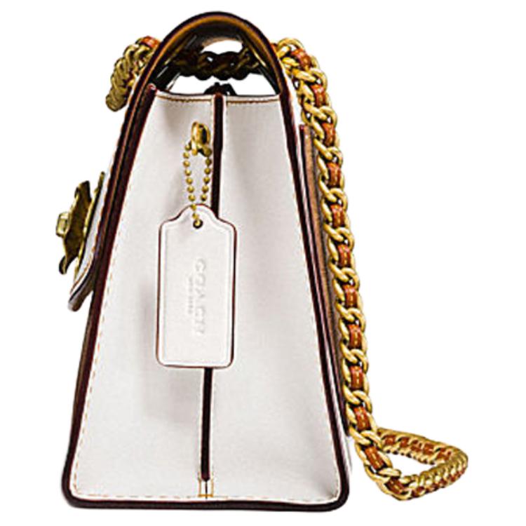 Coach Parker 26 Classic Monogram Coated Canvas And Leather Tote Shoulder Bag Women Bags White Brown 30585-B4HA
