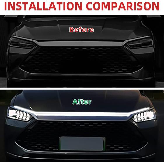 Ziciner Car Hood Light Strip, 79 Inch Flexible LED Strip Waterproof Auto Daytime Running Lights, Vehicle Universal Exterior LED Strip Accessories