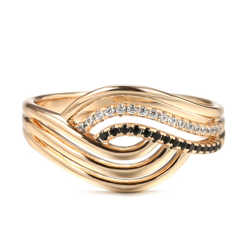 Black Natural Zircon Ring For Women Fashion Geometry Rose Gold Color Vintage Crystal Ring Gift Daily Fine Jewelry