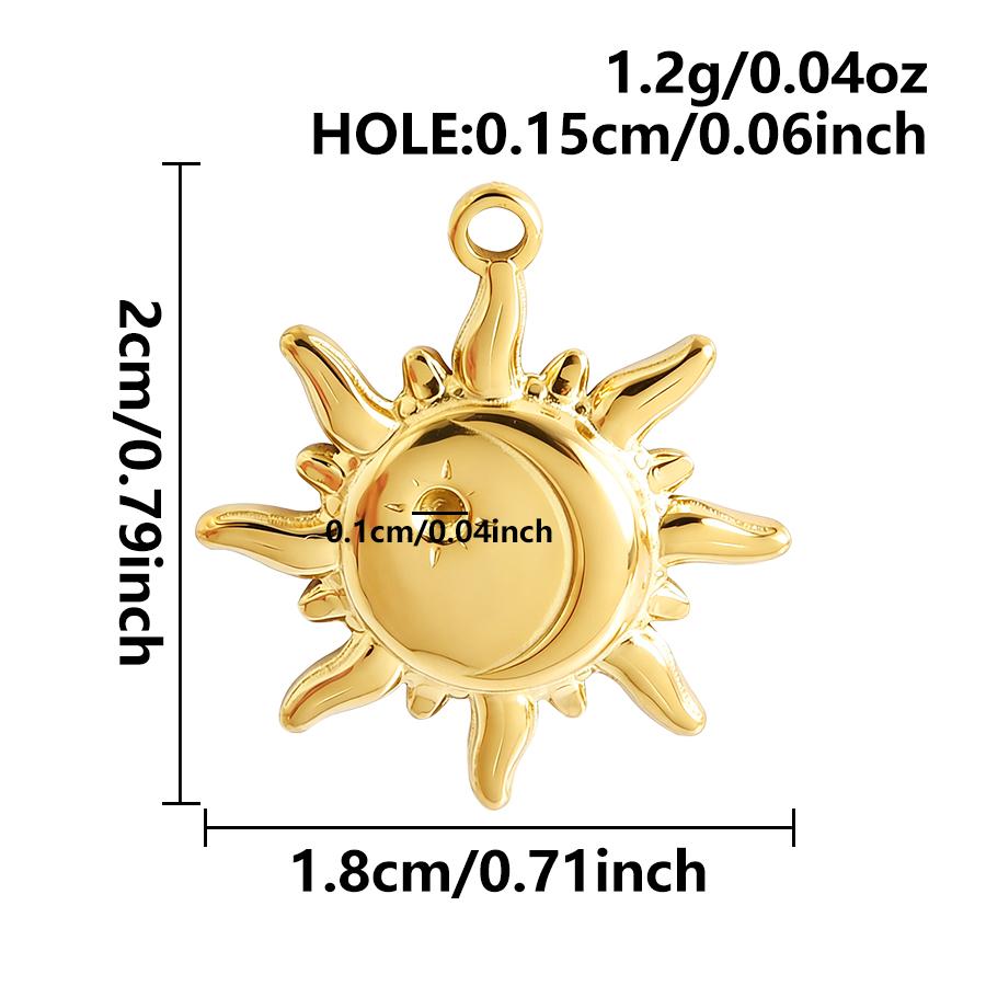 6Pcslot Real Gold Plated Space Alien Pendants Astronaut Sun Moon Star Charm Stainless Steel Charms For Jewelry Making Supplies