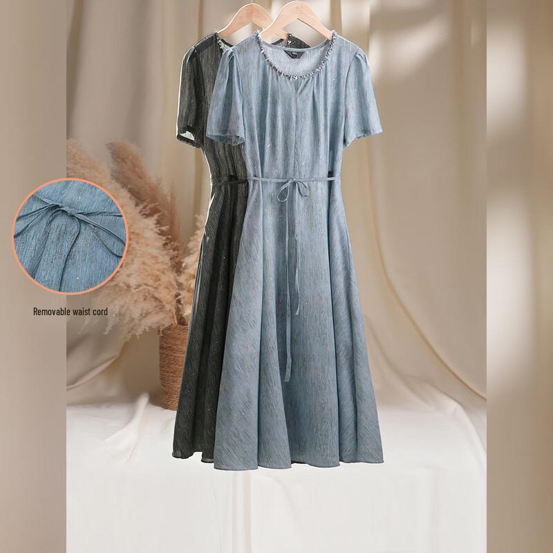Bailuyu Women s Elegant A-Line Drawstring Maxi Dress S
