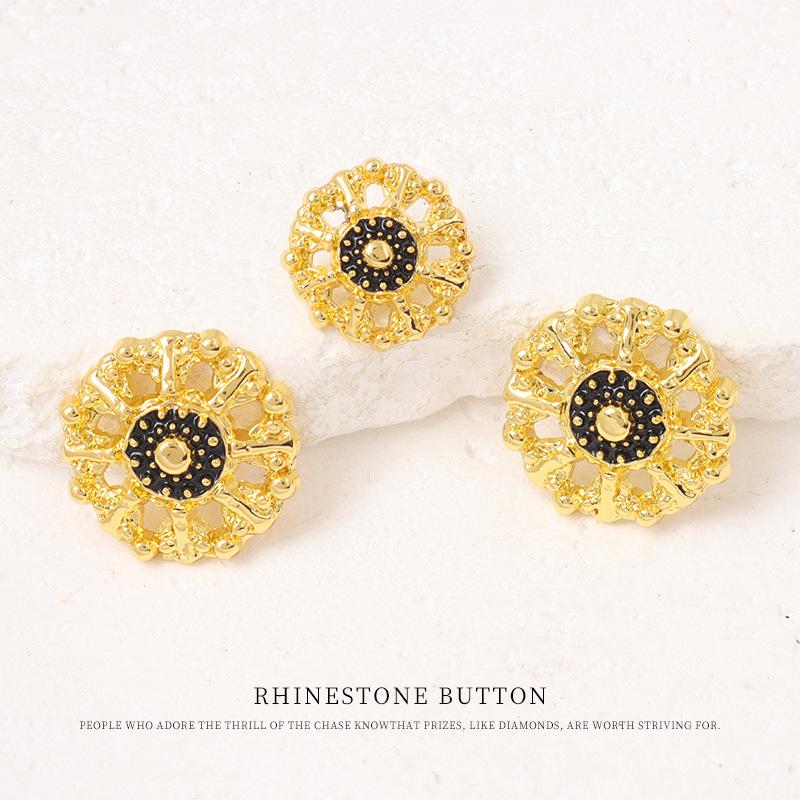 5pcs Gold Hollow Point Oil Metal Button Coat Trench Coat High Foot Button Sweater Jacket Button Accessories