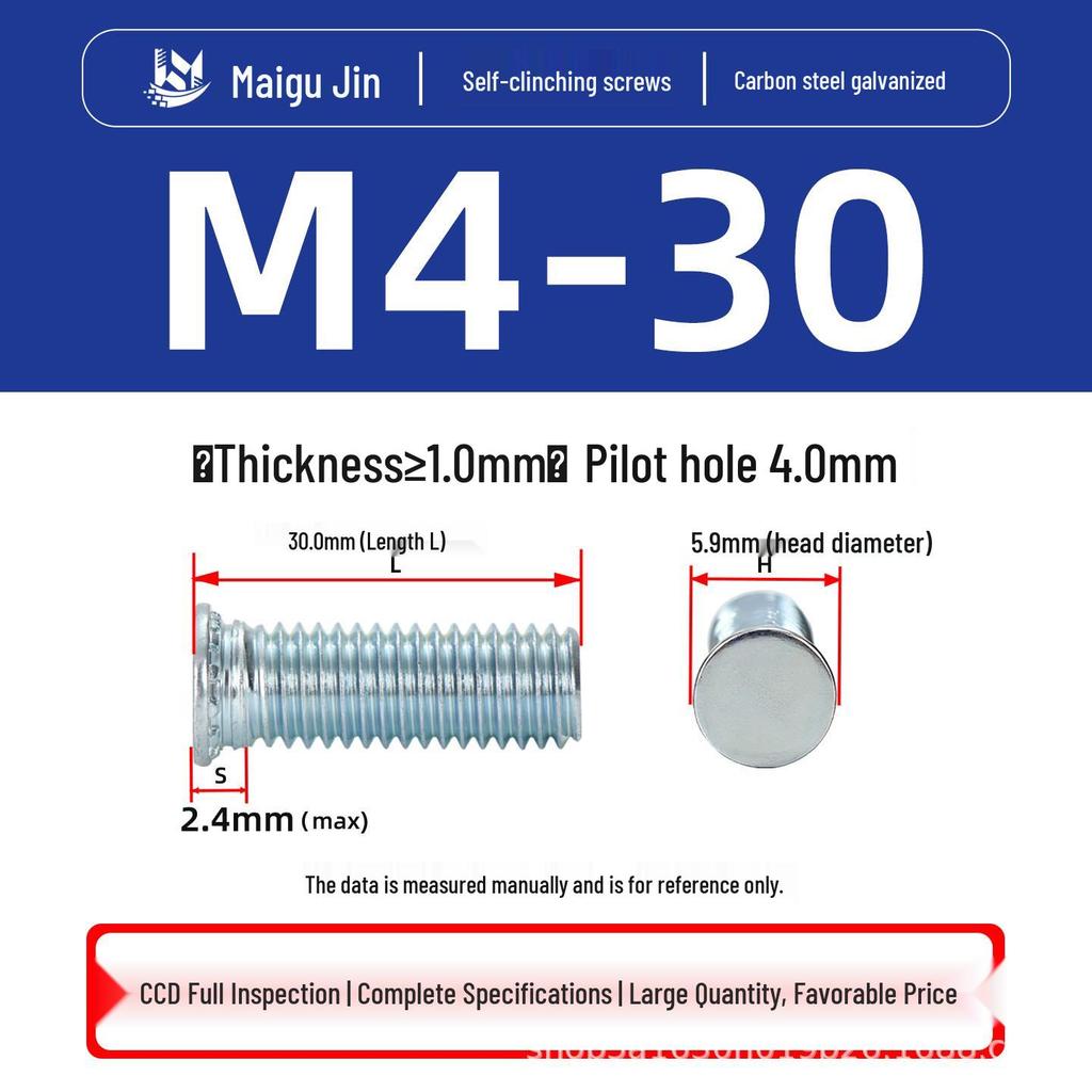 Flat Head Carbon Steel Galvanized Rivet Nuts FH-M2 to M10 - Free Shipping