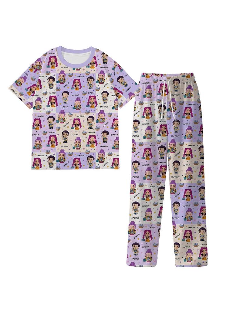 K-pop Demon Hunter Girl Pajama Set - Milk Silk, Unisex