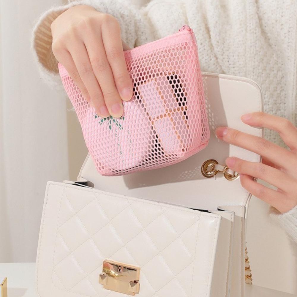 New Mesh Cosmetic Bag Portable Mini Mini Wallet Pouch Transparent Zipper Coin Purse Travel
