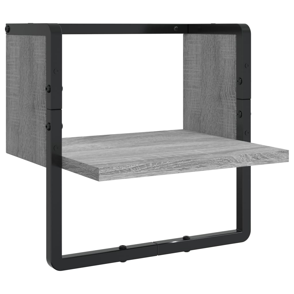 4 Piece Wall Shelf Set with Bars Grey Sonoma Particleboard