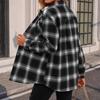 Dames Casual Geruite Openvallende Lange Mouwen Shirtjas met Kraag