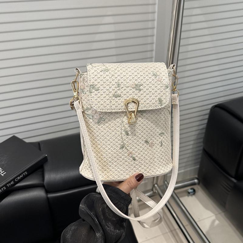 Lace Woven Straw Woven New Fashionable and Fresh Sling-shoulder Bag Women's Small Bucket Crossbody Bag Handbags
