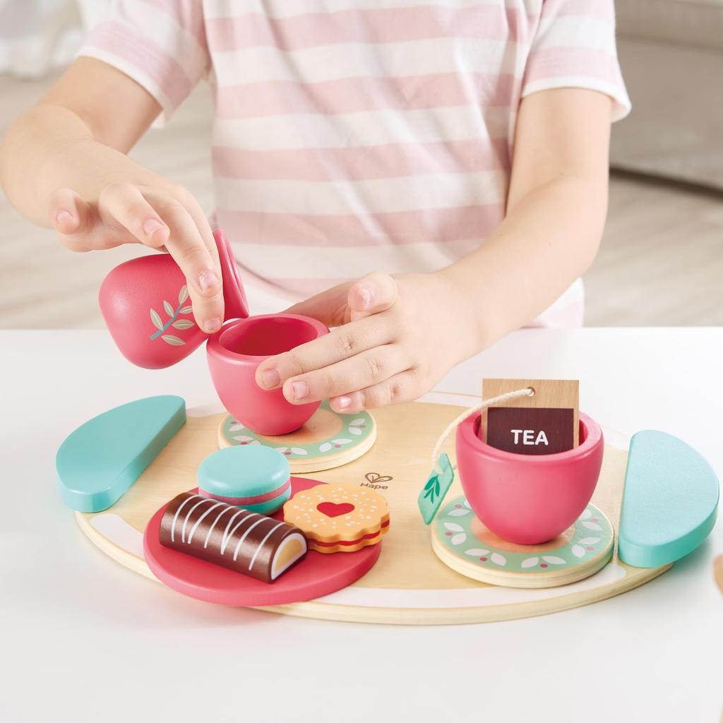 Hape Pretend Play Tea Time X X Ages 3 and Wooden Pretend Play E3207 Set, 30.3 24.3 8.2 Cm, Up, Toy,