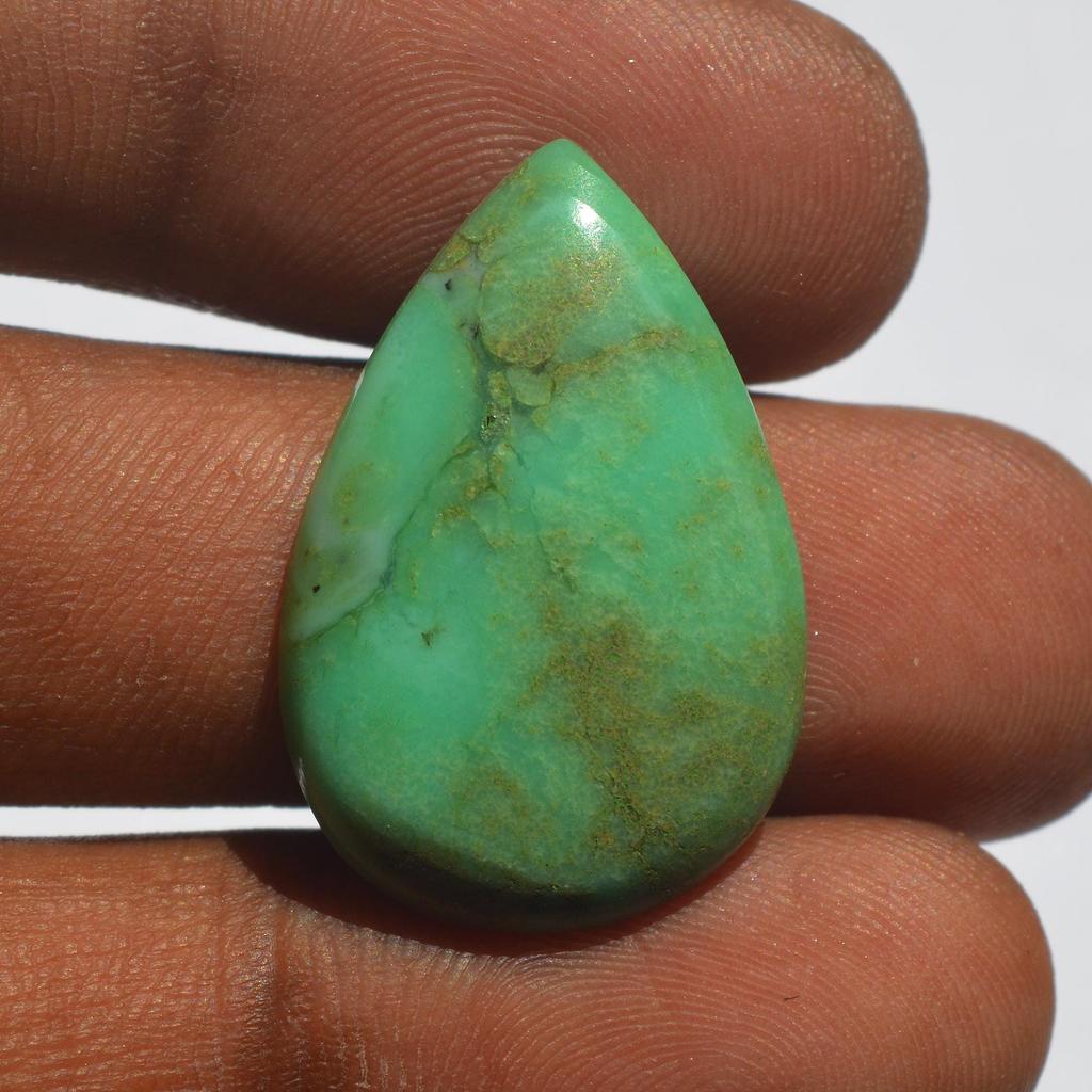 Natural Chrysoprase Gemstone Cabochon 15 Carats Size 27x18 MM Pear Shape, Jewelry Making Craft Supply